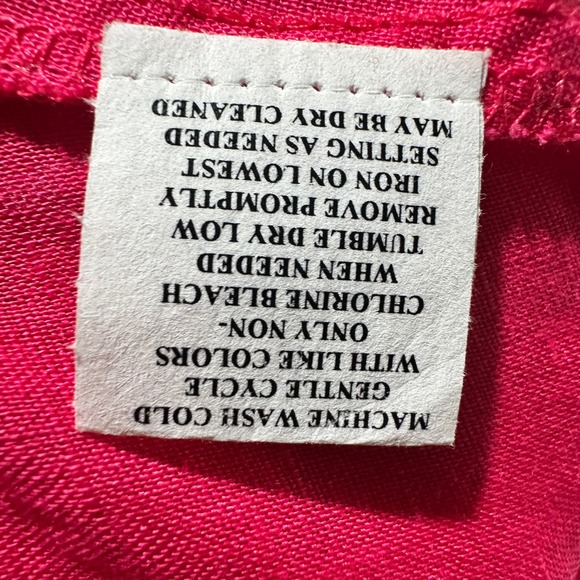 C Le Daniel Button Up Blouse Top Women XS Pink Linen Cotton Roll Tab Long Sleeve - Picture 12 of 13